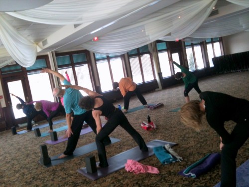 Standing yoga poses Mondays at North Oaks Golf Club